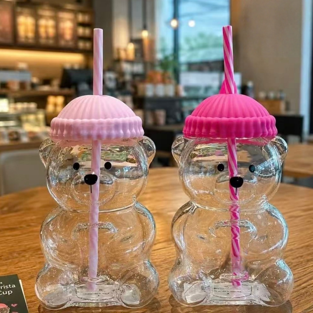 Coffee Tea Shop - Szklanka w kształcie misia z różową,