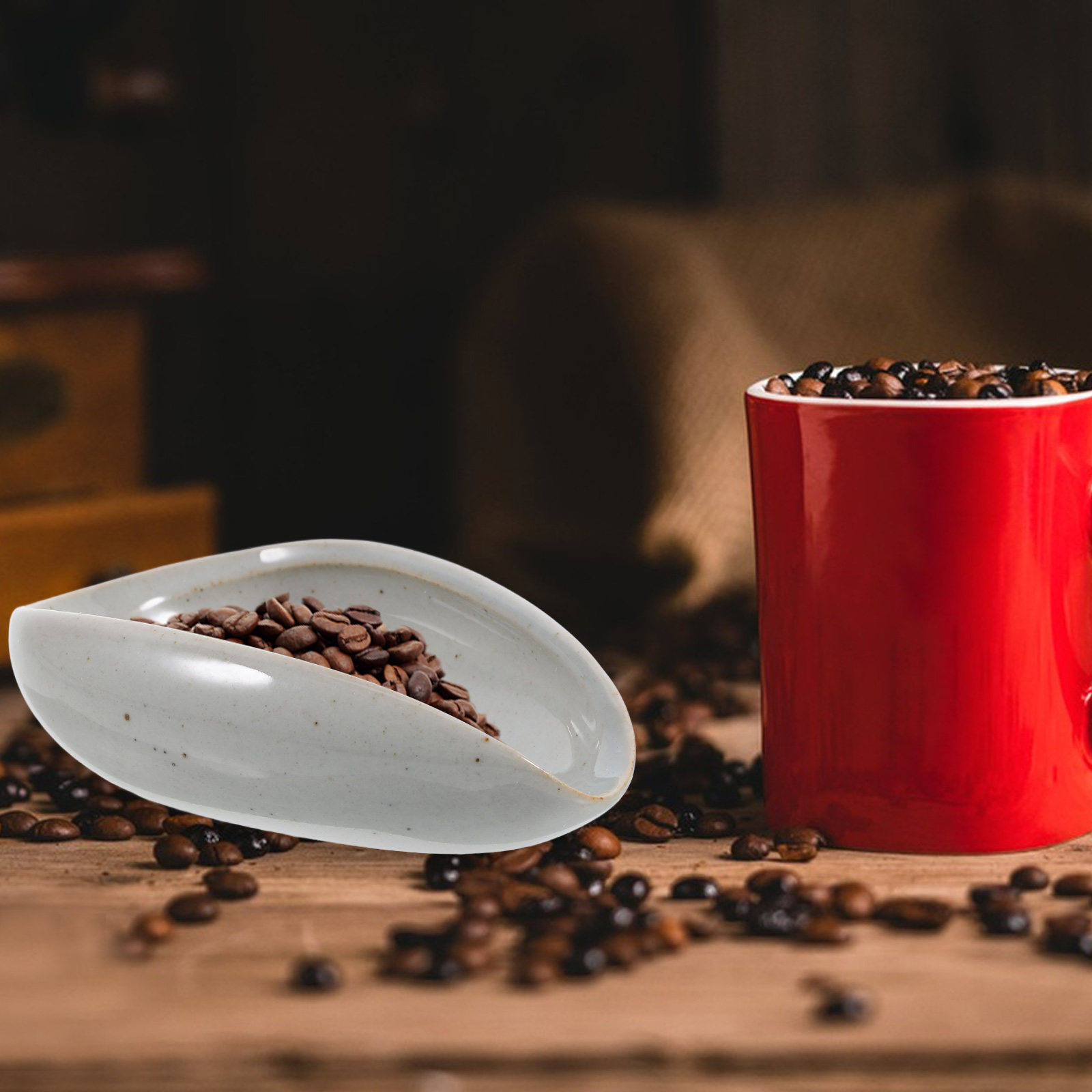 Coffee Tea And Bean Leaf - Ceramiczna taca dozująca ziarna kawy, wielofunkcyjny