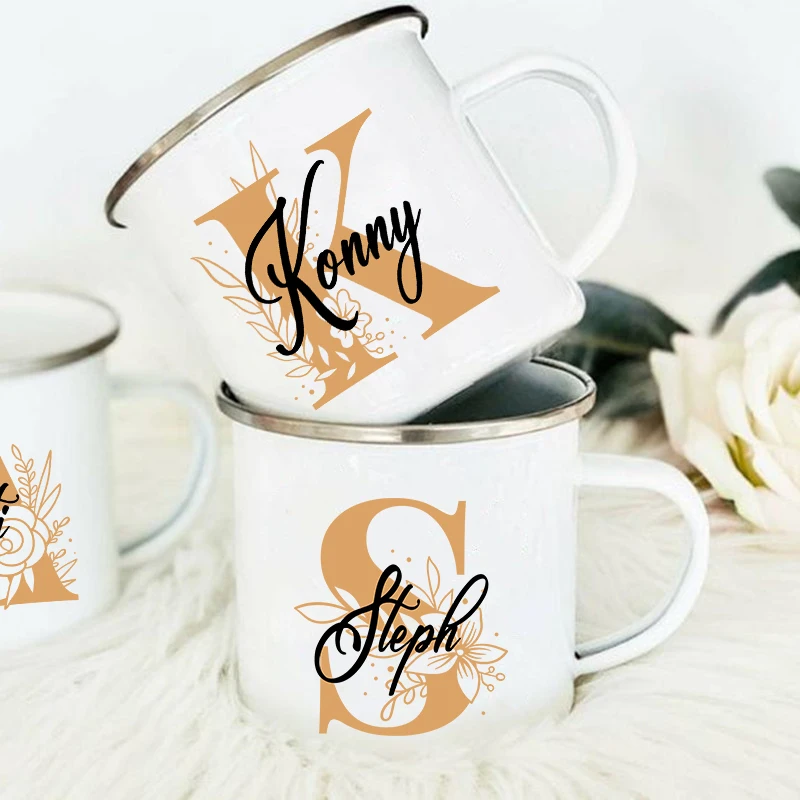 Coffee Tea Name - Spersonalizowane kubki Kwiatowy inicjał Nazwa Kubek
