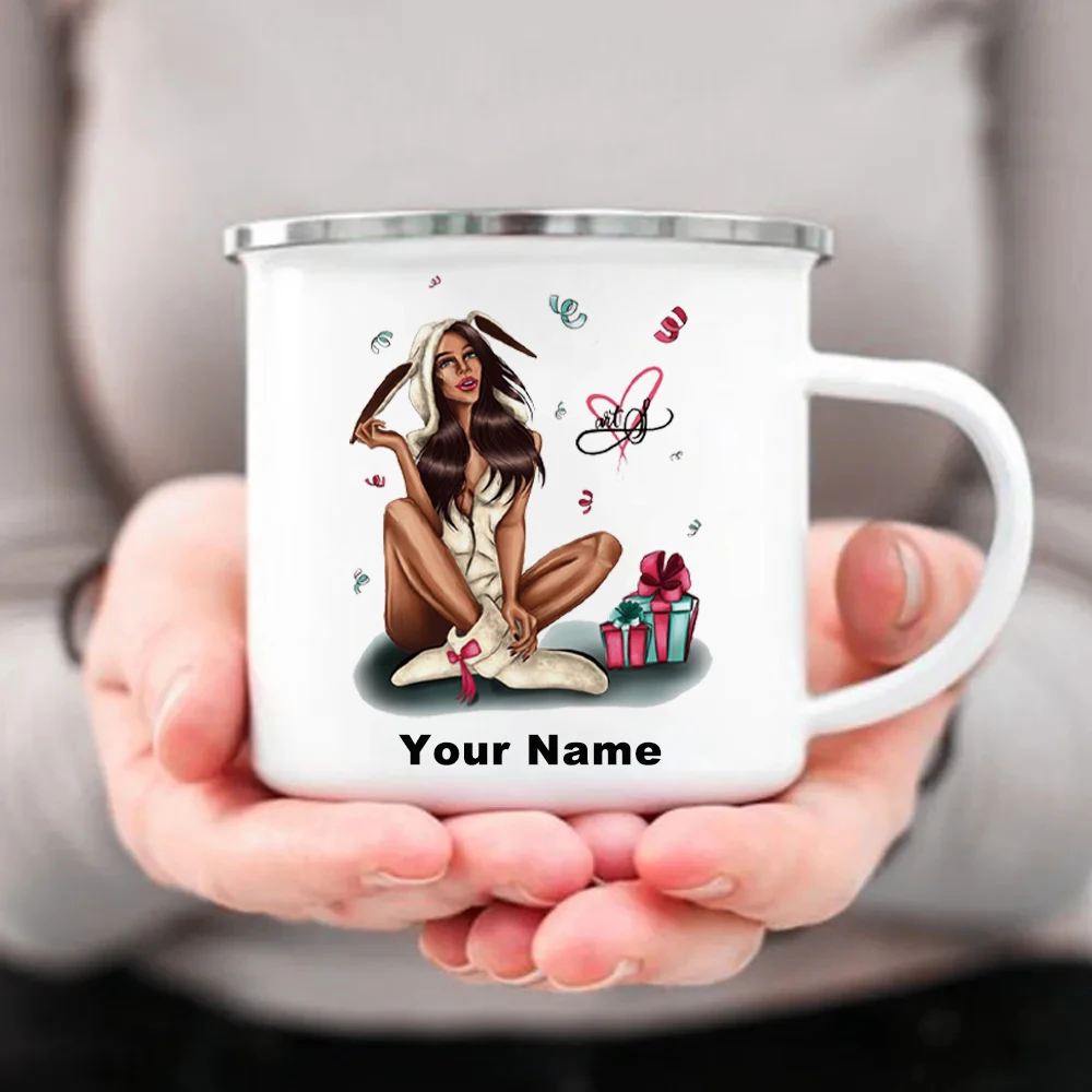 Coffee Tea Name - Niestandardowy kubek emaliowany z Twoim imieniem