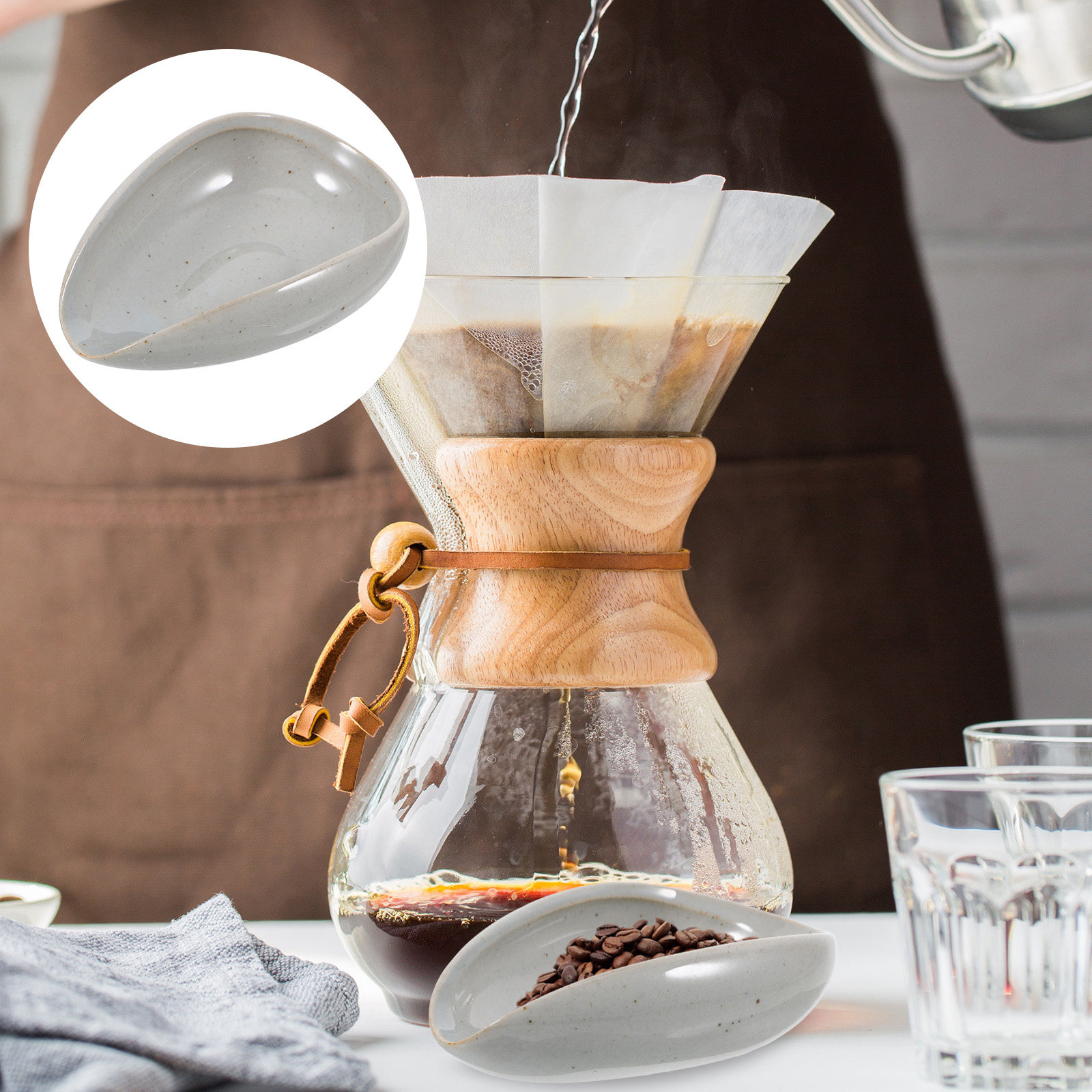 Coffee Tea And Bean Leaf - Ceramiczna taca na ziarna kawy, wielofunkcyjny