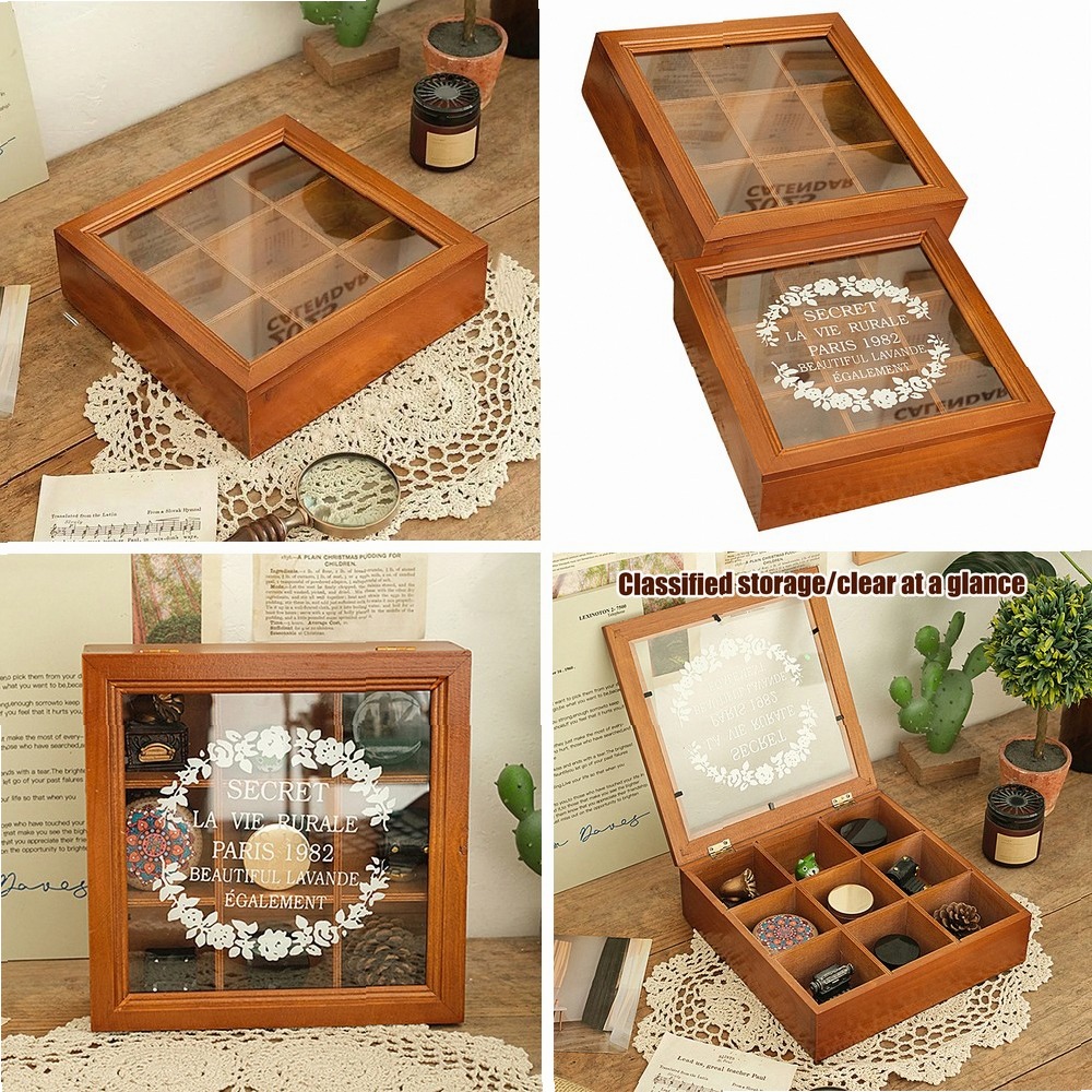 Coffee Tea Drawer Organizer - Drewniany pojemnik na herbatę z szufladką