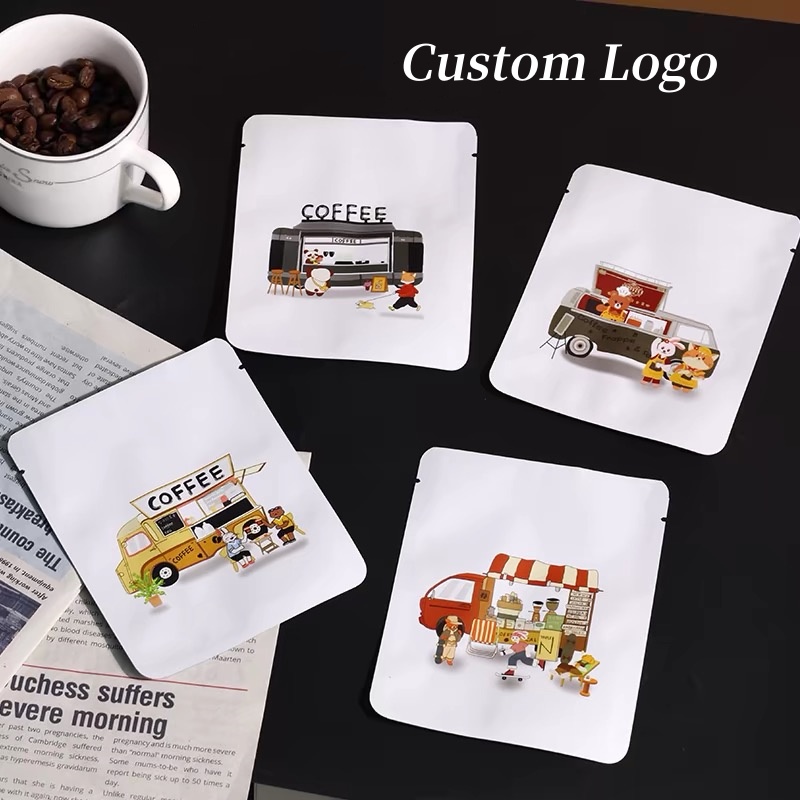 Coffee Tea Day - 100 szt. Personalizowanych kwadratowych torebek na