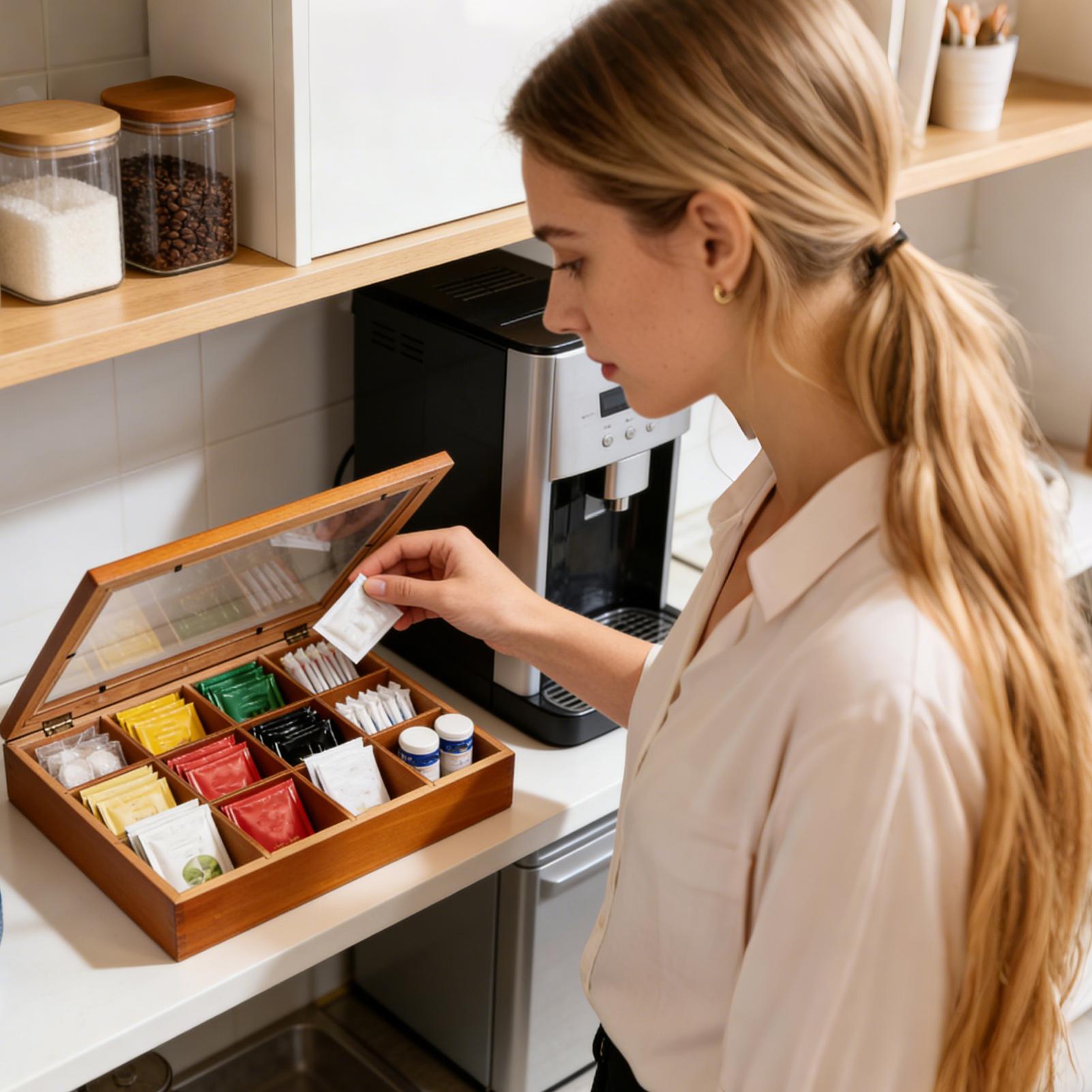 Pudełko na herbatę z 12 przegr – Coffee Tea Drawer Organizer recenzja i cena